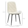 Set of 4 Padded Dining Chairs with High Back, Steel Legs and Velvet-Effect Fabric, Cream Image 3