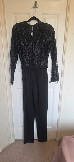 Rant & Rave Black Lace Wide Leg Occasion Jumpsuit Size 12 Elegant
