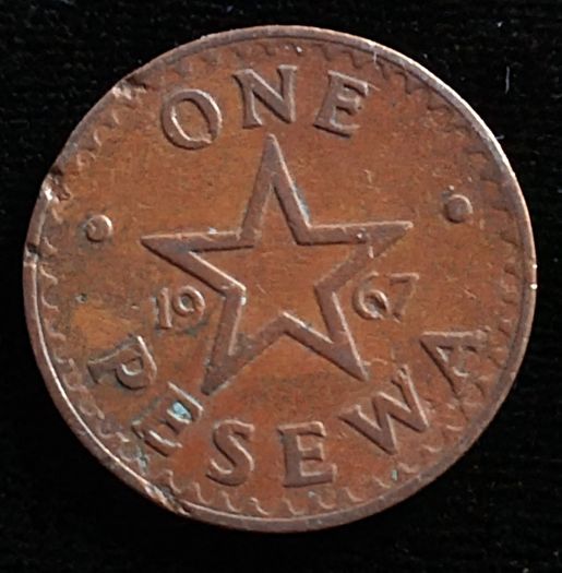 Ghana 1 one Pesewa 1967 coin.