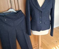 Stunning Hobbs Fully Lined Pure Wool Navy Trouser Suit 10-12