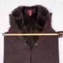 Valerie Stevens Chocolate Brown Faux Suede Fur Lined Toggle Waistcoat Gilet Size L/XL Image 6