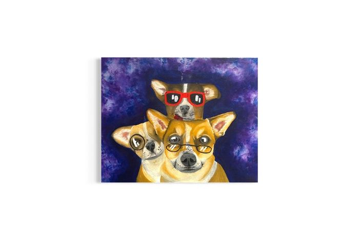 3 Goofy Dogs Original Acrylic Painting