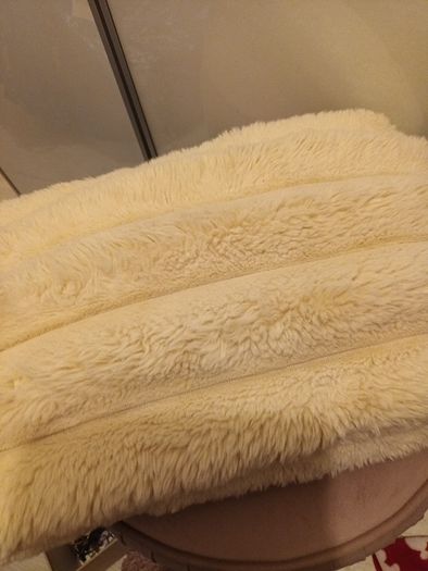 Cream fur cushion