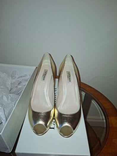 LK Bennett Estella Gold Wedges Size 6