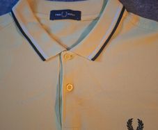 Fred Perry Mens Twin Tipped Polo Shirt Yellow Navy White Size L