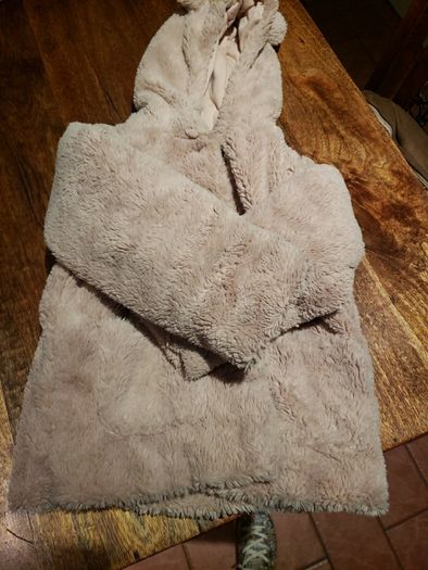 Cosy Pink girls coat with ears on hood size 5-6