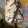 Will sell separately- Solid Dark Wood Pillar Lamp ( with chrome base ) with a lovely green floral / foliage brand new shade - And K Amsterdam Image 8