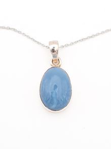 Boxed PIA Blue Chalcedony On Sterling Silver Necklace