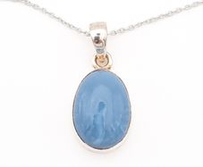 Boxed PIA Blue Chalcedony On Sterling Silver Necklace