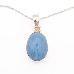 Boxed PIA Blue Chalcedony On Sterling Silver Necklace