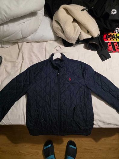 Polo Ralph Lauren Icon Logo Insulated Quilted Harrington Jacket - Navy