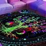 Blacklight Tree of Life Rug, UV Reactive Neon Fluorescent Area Rug, Non-slip Luminous Life Tree Moon & Sun Carpet, Glow in The Dark Boho Decor for Playroom Bedroom Living Room 180x120cm Image 2