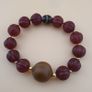 Vintage Melon Shape Carnelian Agate With Monglian Natural Eye Agate Bracelet Image 4