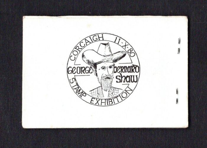 1980 Ireland Cork Philatelic Exhibition Booklet . Contains pair 12p George bernard Shaw Commemorative Stamps and 1p & 2p Gerl booklet pane definitive Stamps (upside down) No 205/250