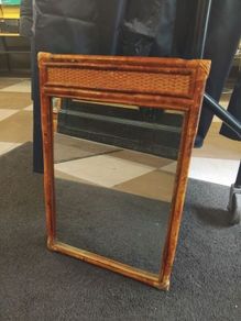 Mid Century Bamboo Rattan Mirror