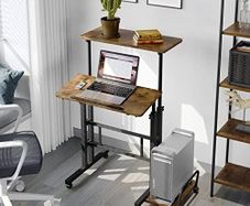 Height Adjustable Standing Desk with Tilting Table Top and Wheels 60 x 60cm