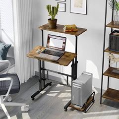 Height Adjustable Standing Desk with Tilting Table Top and Wheels 60 x 60cm
