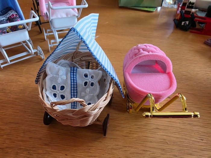 Prams for dolls house nursery