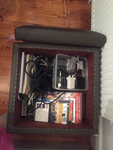 storage boxes and two seats