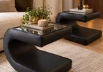 2 black leather modern bedside tables NEW