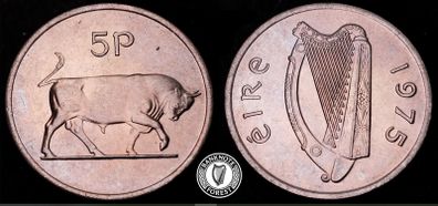 Ireland - 1975 - 5 Pence - Bull - UNC - KM.22 - [2403]
