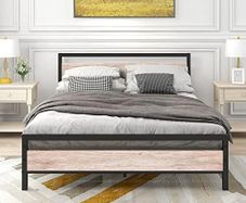 King Size Bed Frame with Wood Headboard Underbed Storage Space,Easy Assembly