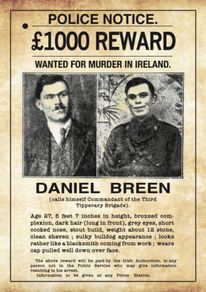 Dan Breen Reward Offered Poster Tin Metal Sign