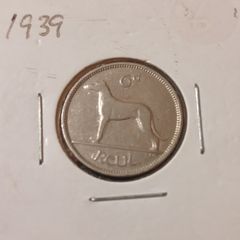 1939 Irish 6 pence, "6d Reul"