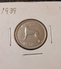 1939 Irish 6 pence, "6d Reul"