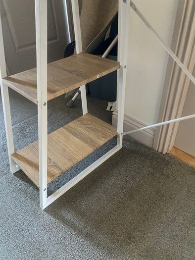 Light oak desk with integrated shelving
