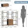 Vinatge Bookcase with 3 Fabric Drawers Industrial Wood Style Image 2