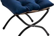 Foldable Footstool Foot Rest Stool Folding Footstools for Living Room Garden Balcony Velvet Leg Rest Sofa Small Ottoman with Metal Legs, Dark Blue