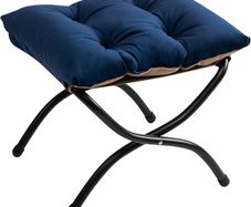 Foldable Footstool Foot Rest Stool Folding Footstools for Living Room Garden Balcony Velvet Leg Rest Sofa Small Ottoman with Metal Legs, Dark Blue