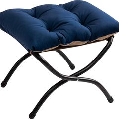 Foldable Footstool Foot Rest Stool Folding Footstools for Living Room Garden Balcony Velvet Leg Rest Sofa Small Ottoman with Metal Legs, Dark Blue