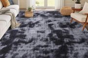 Area Rug 120x160cm, Machine Washable Anti-Slip Fluffy Tie Dye Carpet, Soft Thick Floor Rug for Living Room Bedroom Nursery Kids Room, Light Grey