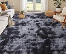 Area Rug 120x160cm, Machine Washable Anti-Slip Fluffy Tie Dye Carpet, Soft Thick Floor Rug for Living Room Bedroom Nursery Kids Room, Light Grey
