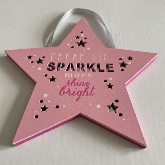 Wooden Hanging Plaque with Mirror Detailing