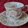 Rare Elizabethan Staffordshire Fine Bone China July Flower Of The Month Tea Cup And Saucer Made in England Image 2