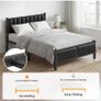 Double Bed Frame with Upholstered Headboard, 4ft6 Metal Beds with Heavy Duty Steel Slats Support Platform, Black Double Bed with Storage, Noise Free, Easy Assembly, No Box Spring Needed Image 5