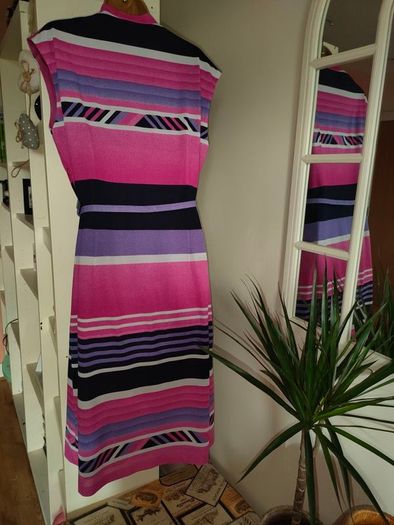 Vintage 70s pink striped A-line dress size S/M Postage included