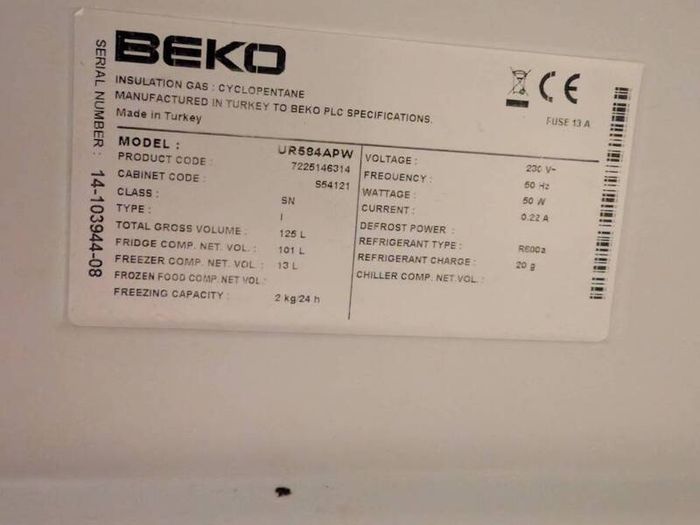 Beko Under Counter Fridge with Ice Box Model UR584APW