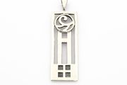 Vintage Abstract Geometric 925 Silver Pendant