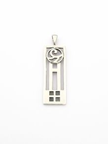 Vintage Abstract Geometric 925 Silver Pendant
