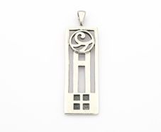 Vintage Abstract Geometric 925 Silver Pendant