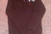 Ralph Lauren Black Cable Knit Quarter Zip