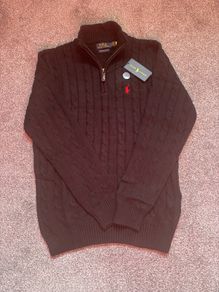 Ralph Lauren Black Cable Knit Quarter Zip