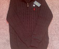 Ralph Lauren Black Cable Knit Quarter Zip
