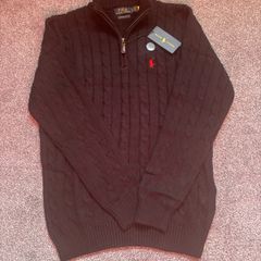 Ralph Lauren Black Cable Knit Quarter Zip