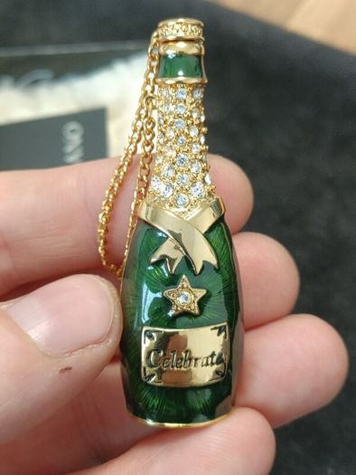 Vintage RJ Graziano Grand Night Popping Champagne Bottle Brooch