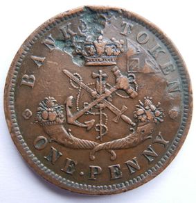 One Penny 1857 token Bank of Upper Canada